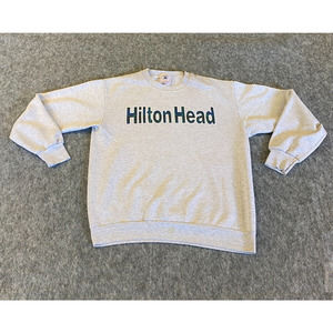 Vintage Hilton Head Sweatshirt Adult Size Large Grey Crewneck Pullover